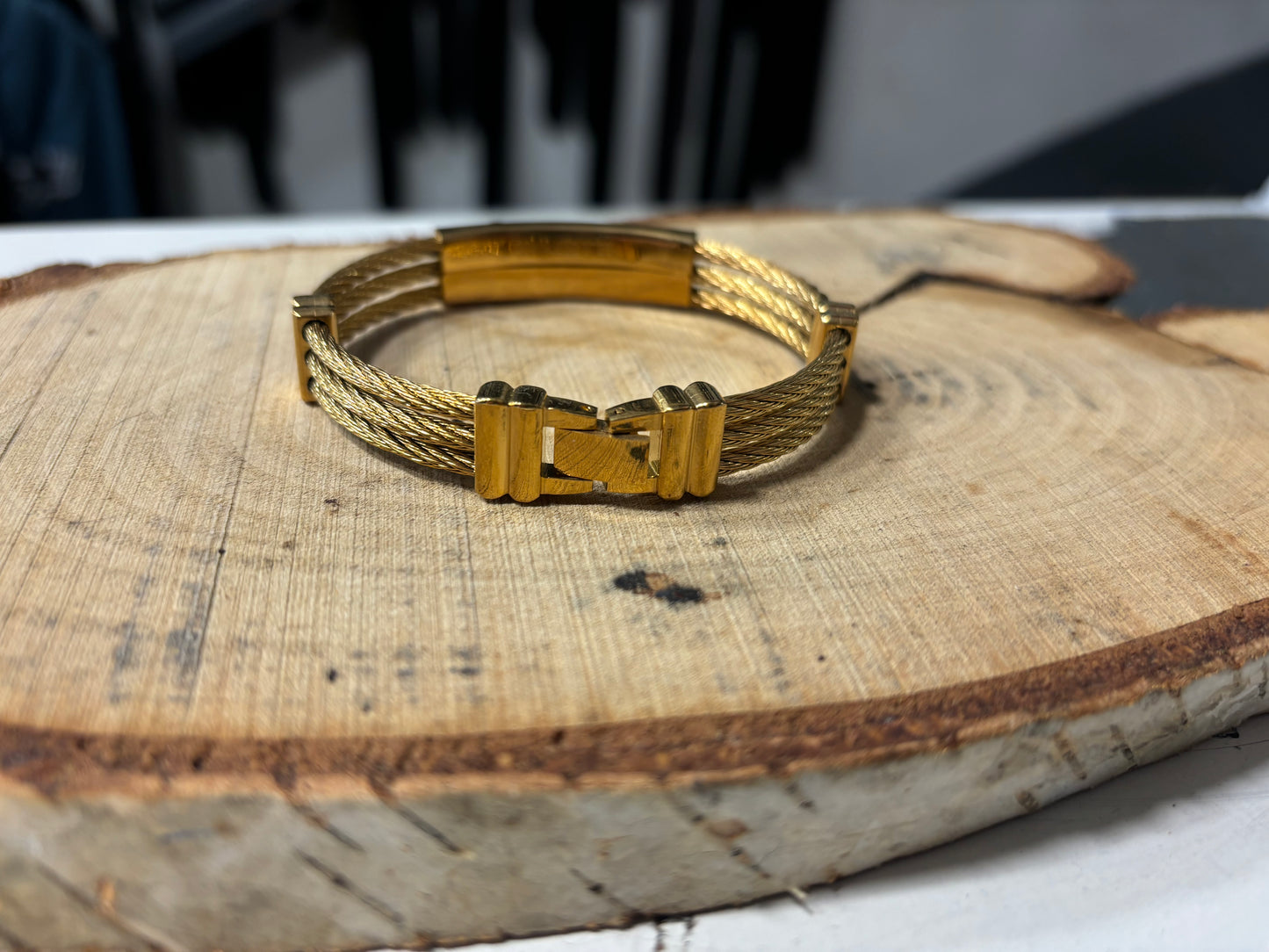 Bracelet câble acier inoxydable doré