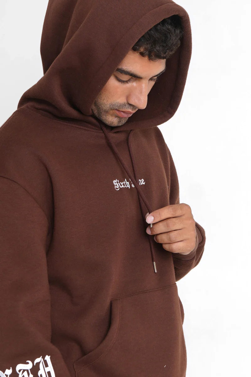 Sweat capuche Sixth June crew molletonné Marron foncé