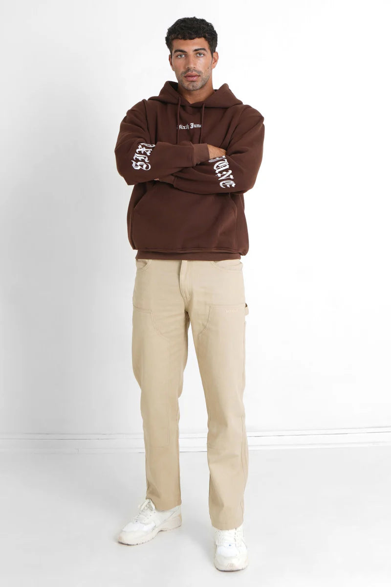 Sweat capuche Sixth June crew molletonné Marron foncé