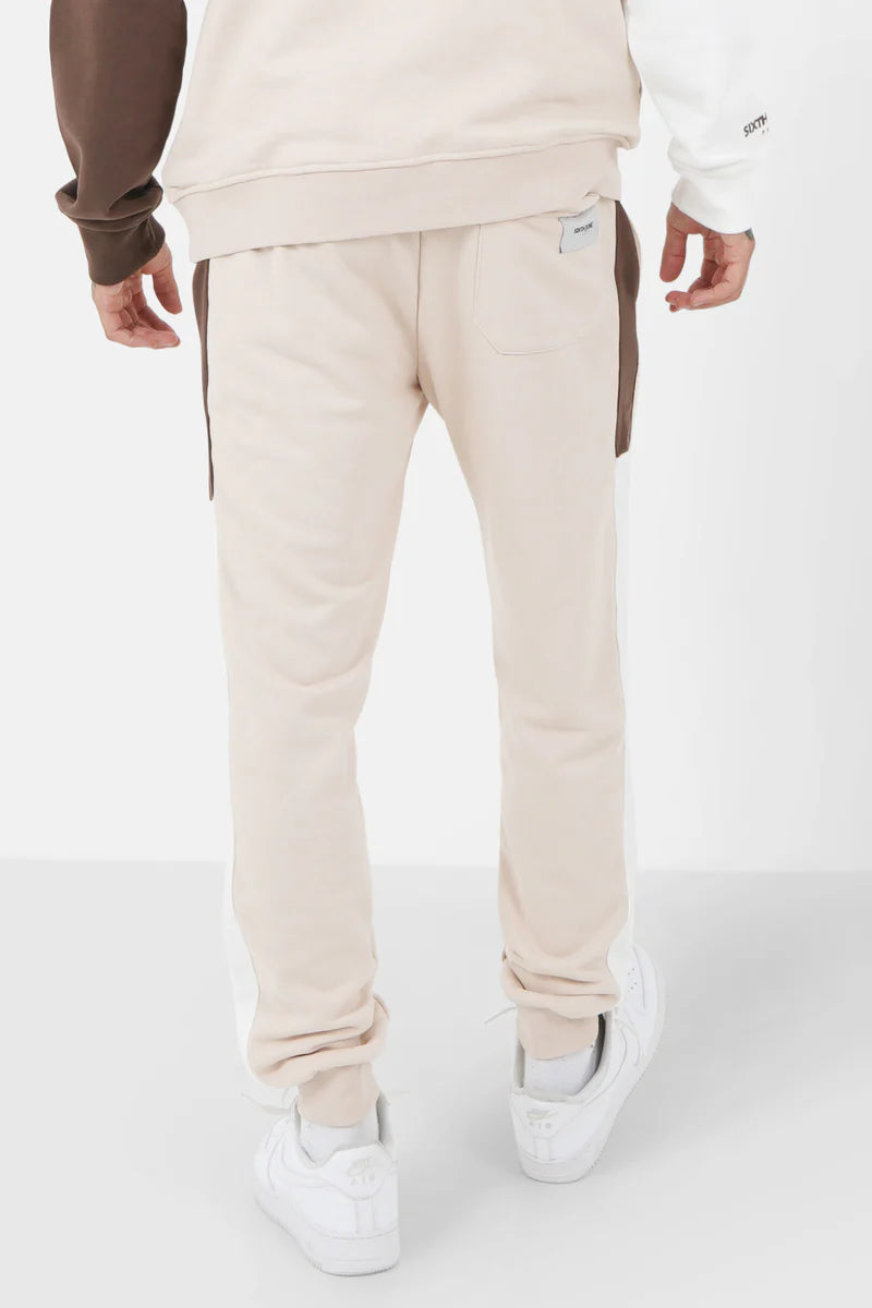 Bas de jogging Sixth June tricolore marron/beige/blanc