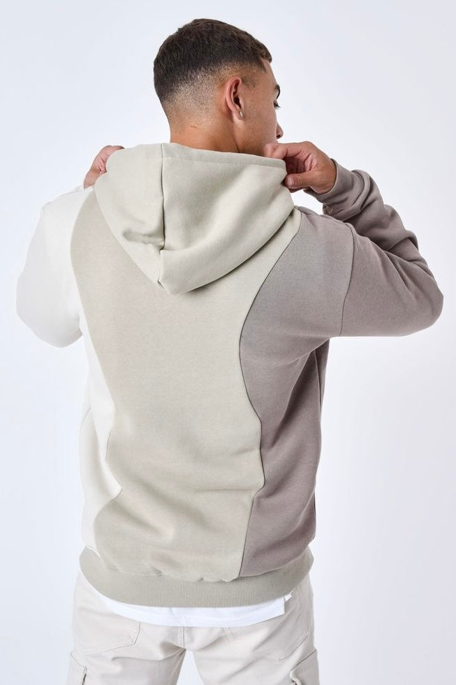 Sweat capuche Project X Paris vagues tricolore beige