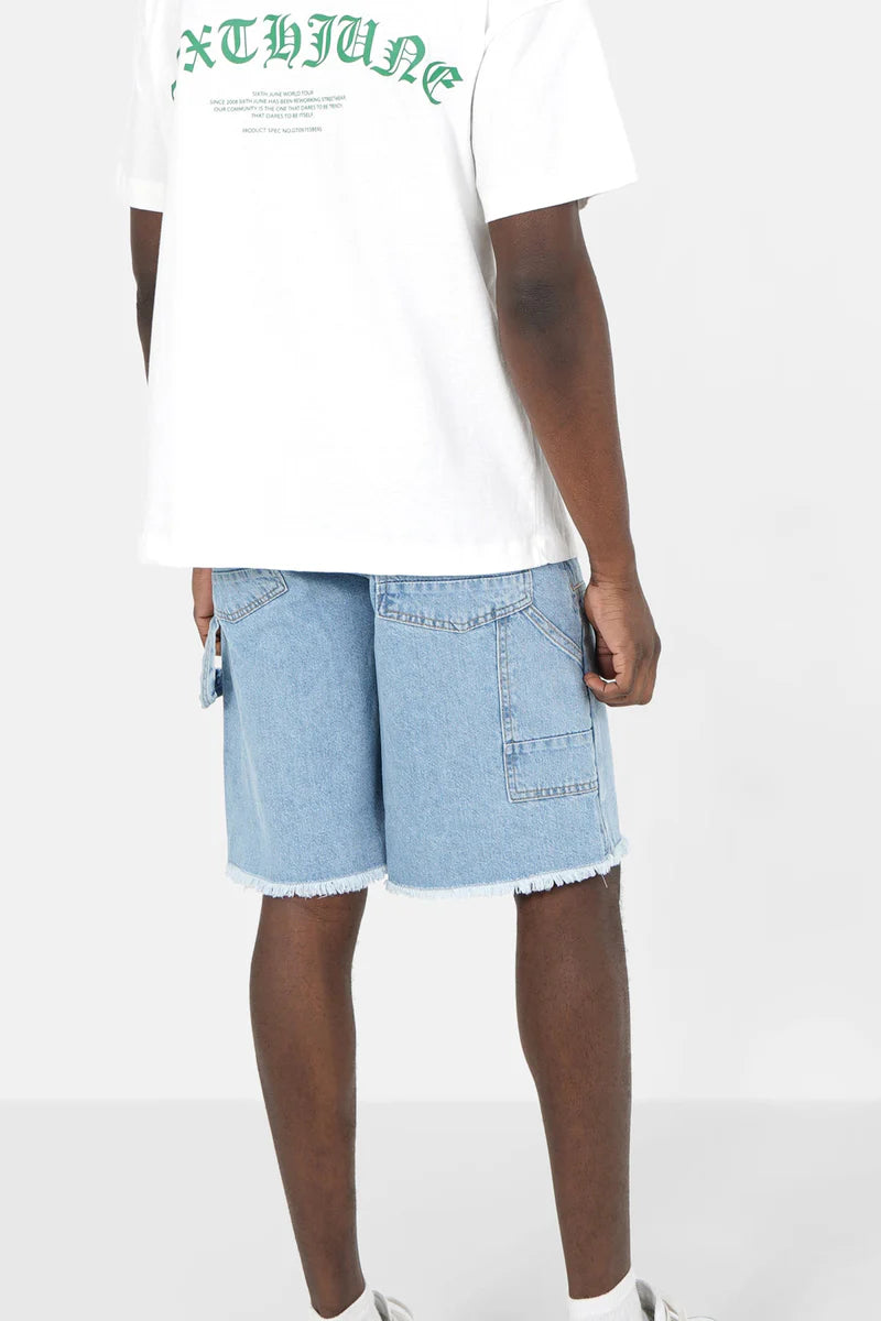 Short carpenter en jeans Sixth June bleu