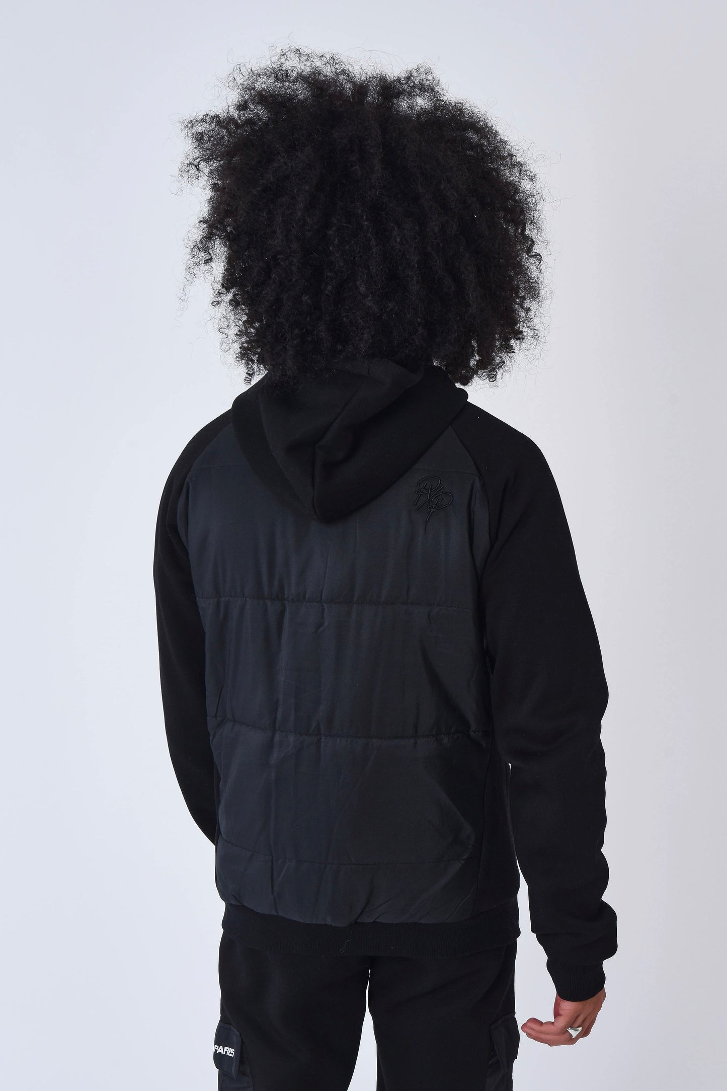 Veste capuche Project X Paris empiècement bimatière noir