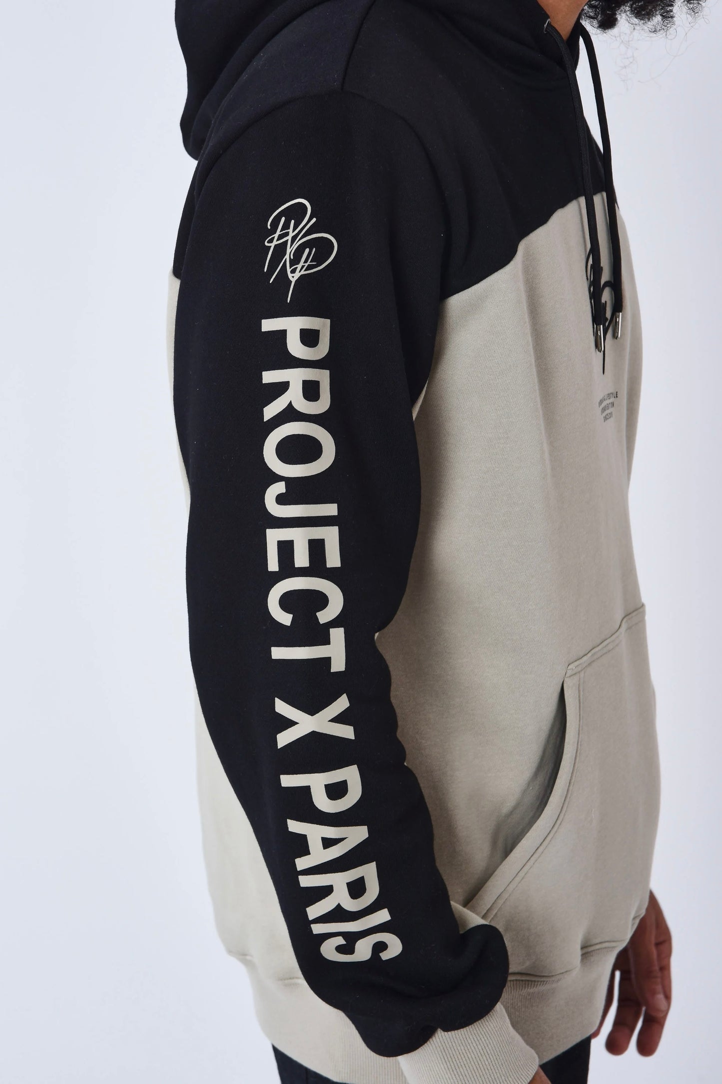 Sweat capuche Project X Paris logo PXP beige/noir