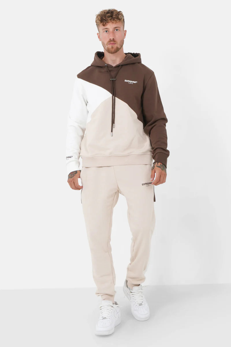 Bas de jogging Sixth June tricolore marron/beige/blanc