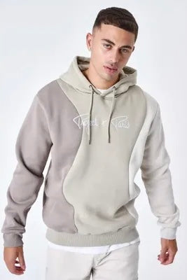 Sweat capuche Project X Paris vagues tricolore beige