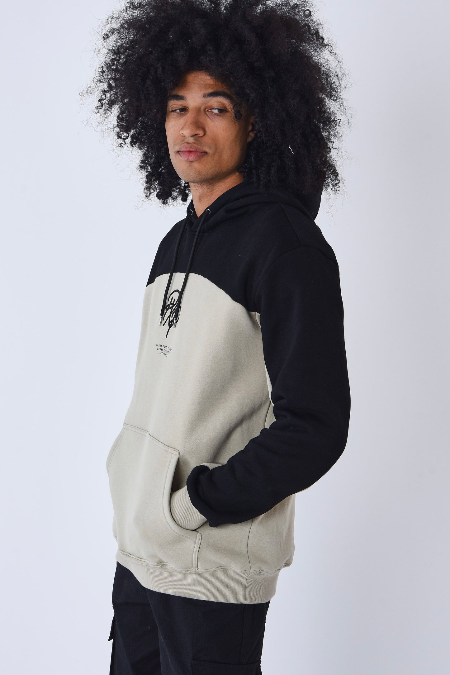 Sweat capuche Project X Paris logo PXP beige/noir