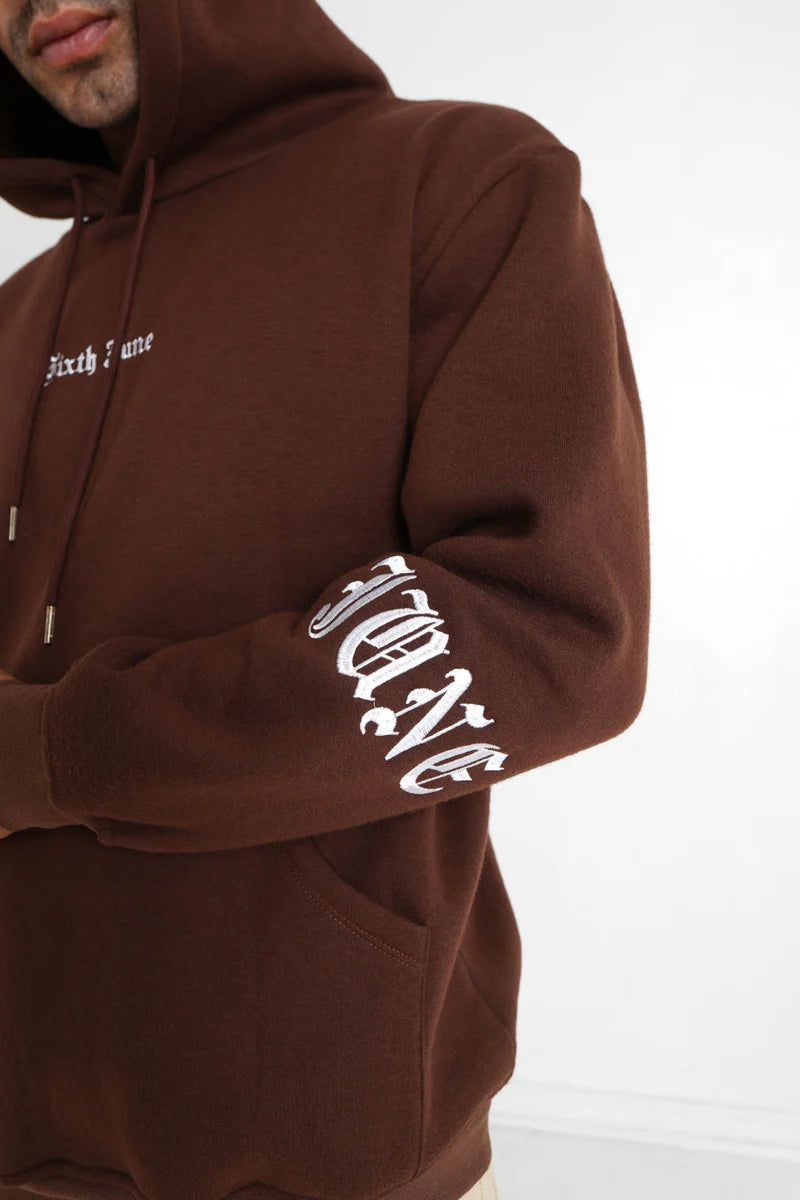 Sweat capuche Sixth June crew molletonné Marron foncé