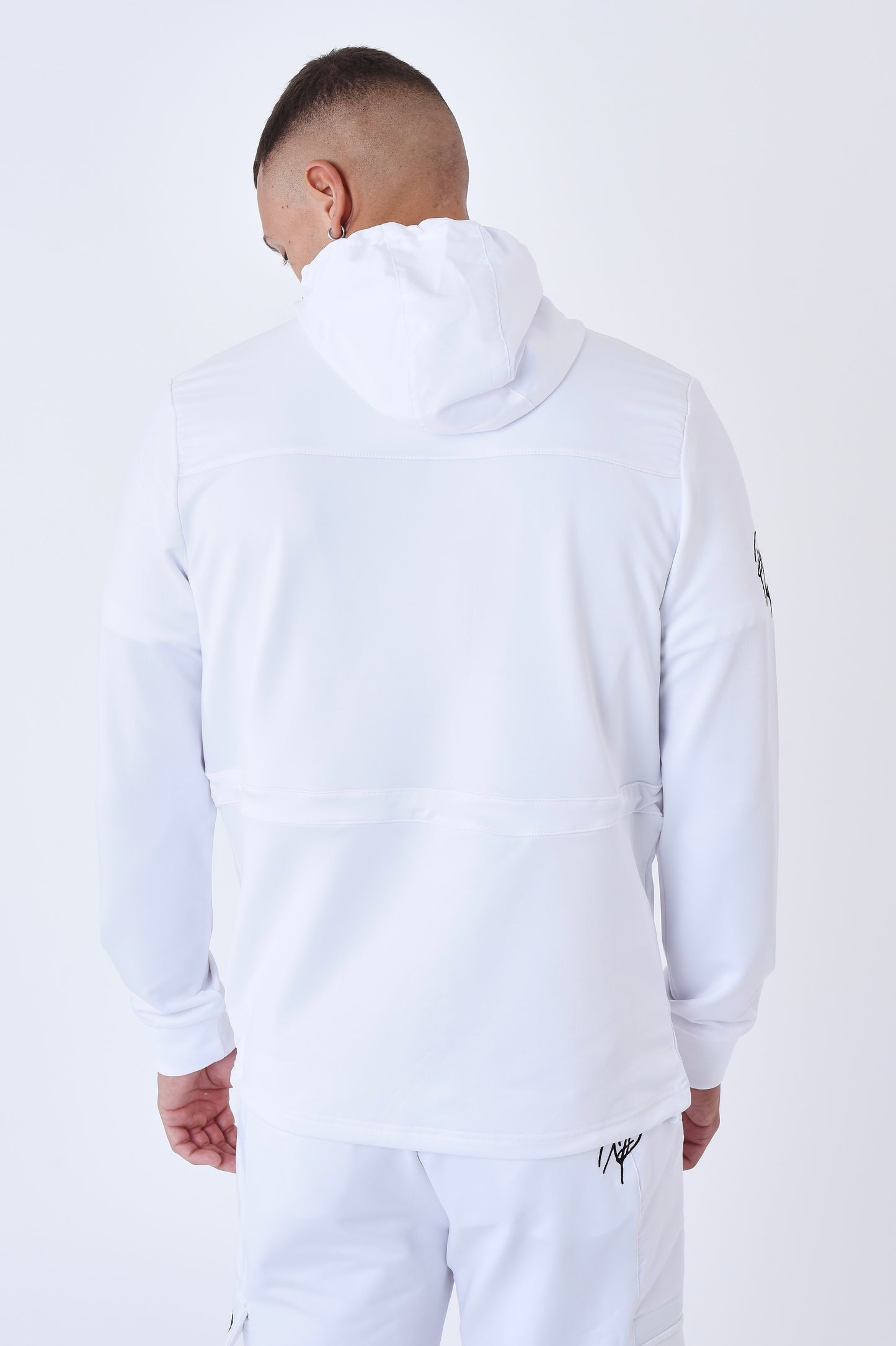 Sweat capuche Project X Paris bimarière type coupe-vent blanc