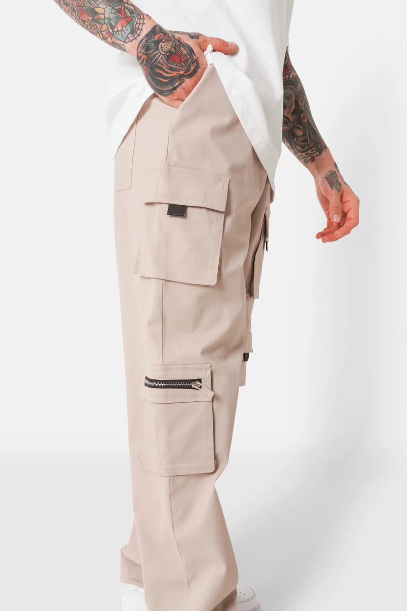 Pantalon cargo Sixth June multi poches twill Beige