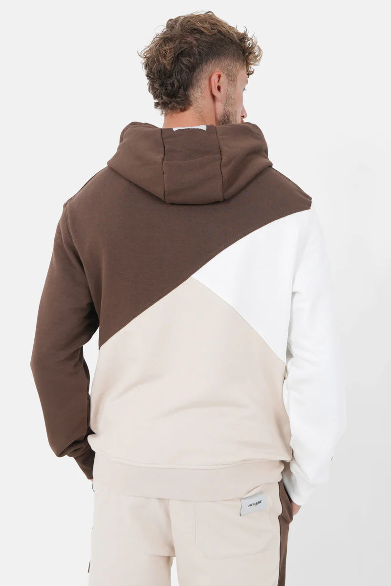 Sweat capuche Sixth June tricolore marron/beige/blanc