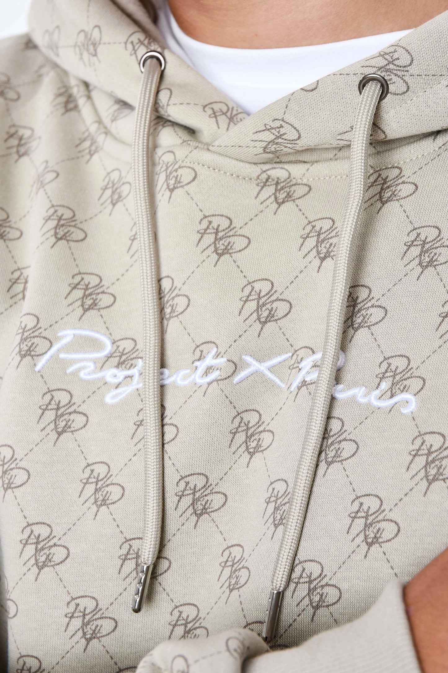 Sweat capuche Project X Paris monogramme all over beige