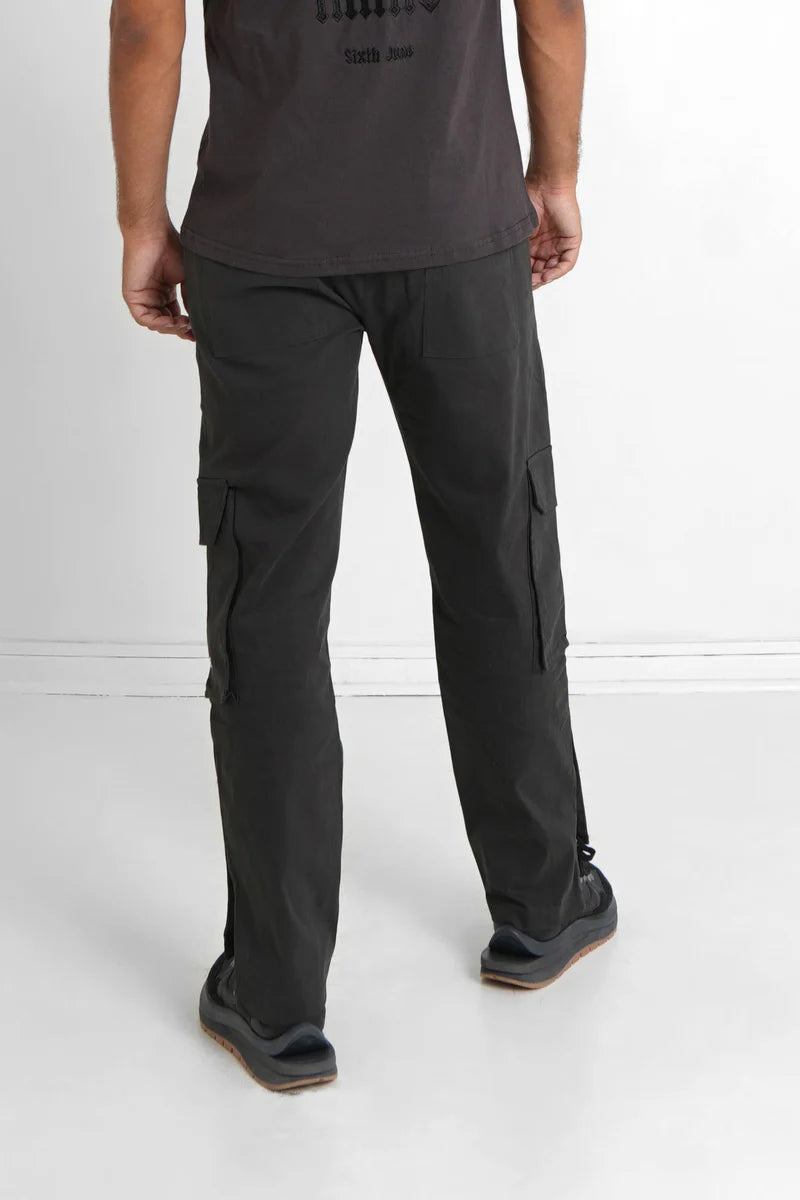 Pantalon cargo Sixth June boutons chevilles Gris foncé