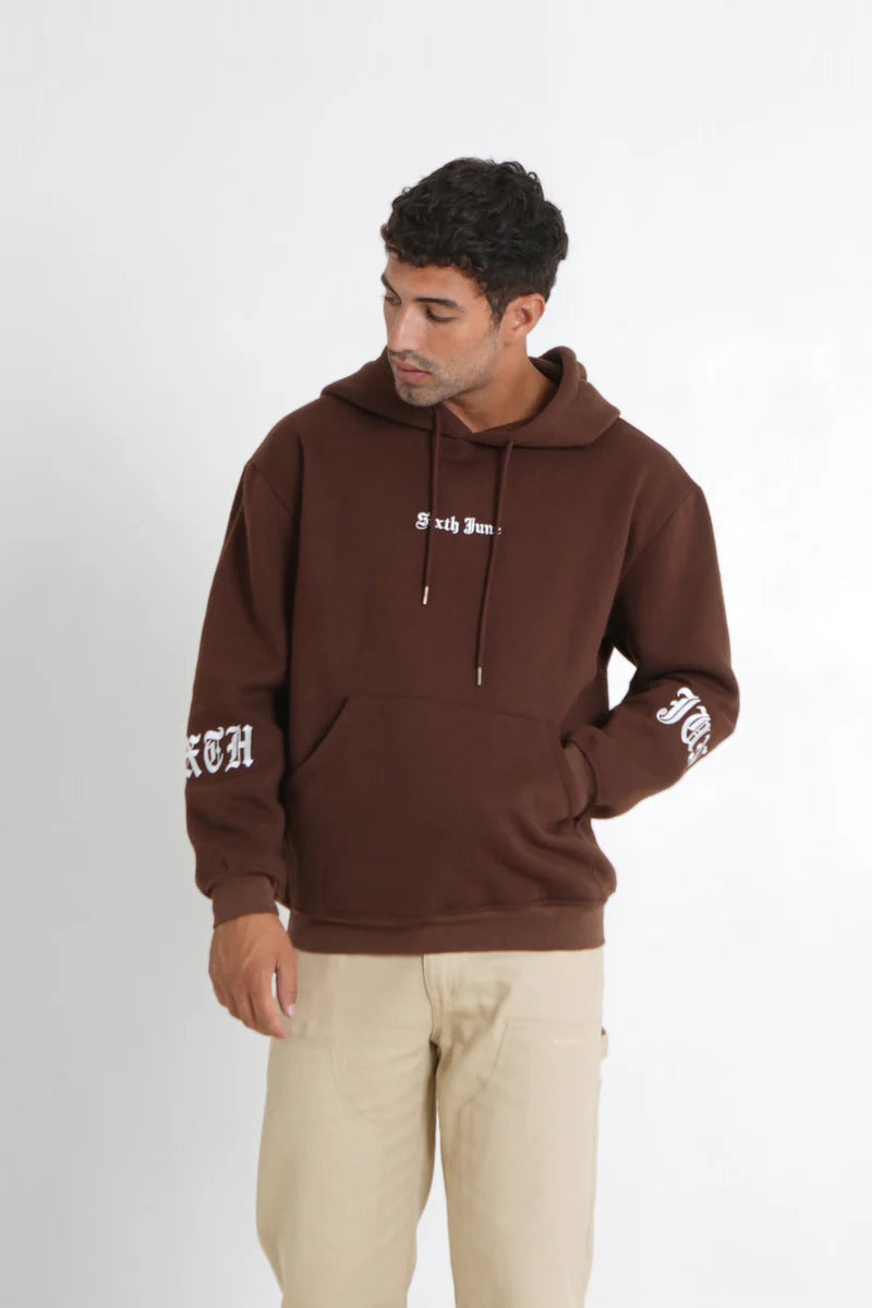 Sweat capuche Sixth June crew molletonné Marron foncé