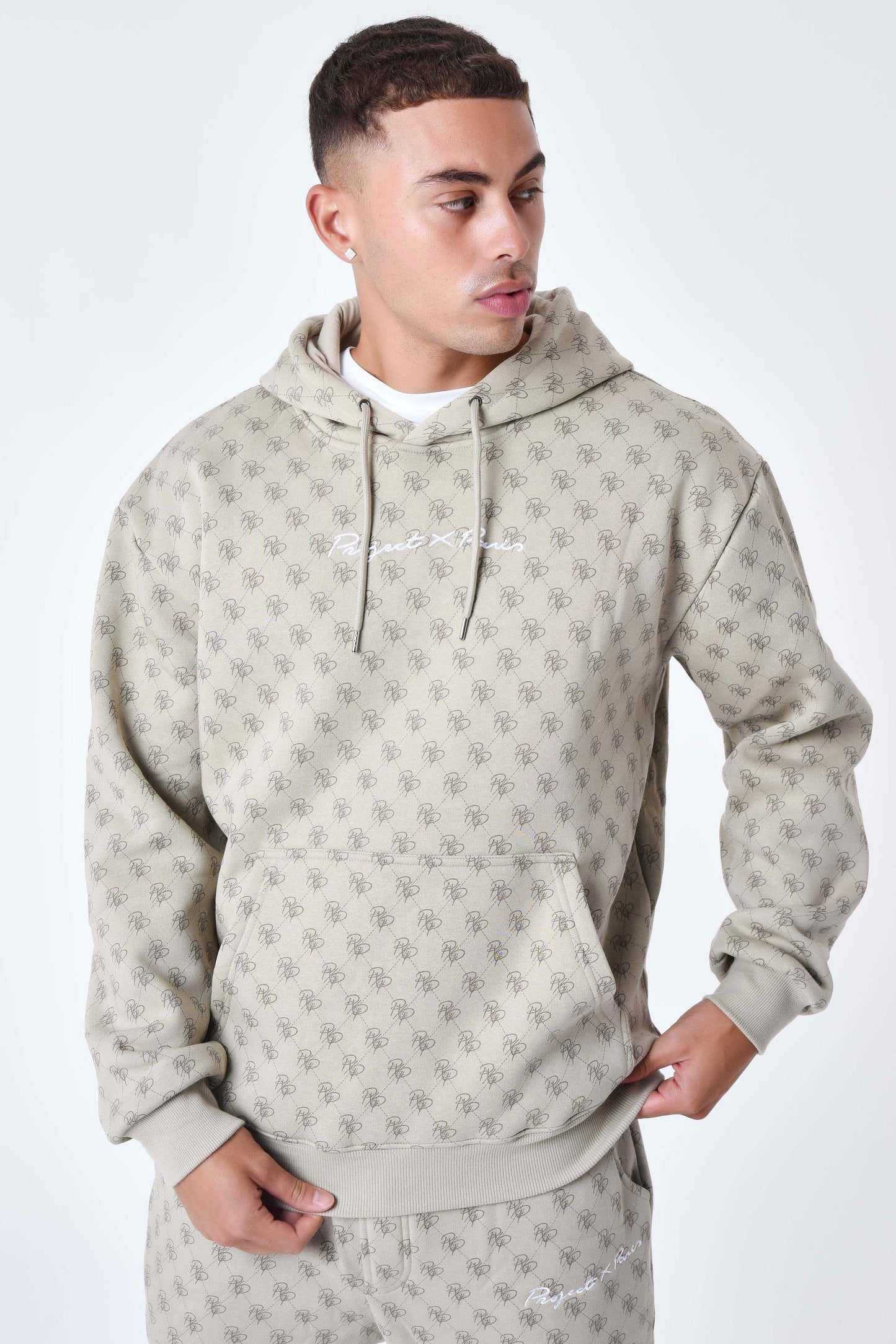 Sweat capuche Project X Paris monogramme all over beige