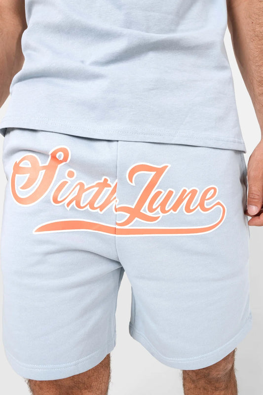 Short Sixth June logo rétro Bleu clair