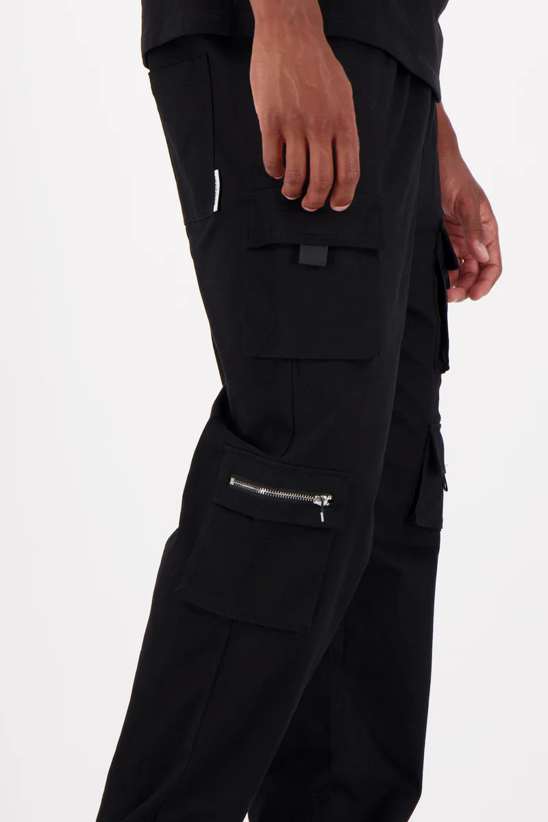 Pantalon cargo Sixth June multi poches twill noir